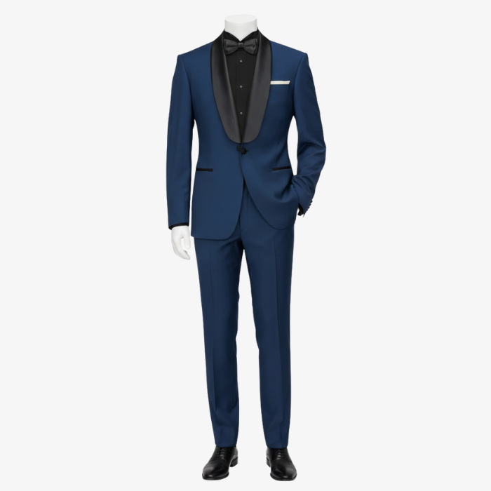 Space Blue Sheen Tuxedo Blazer